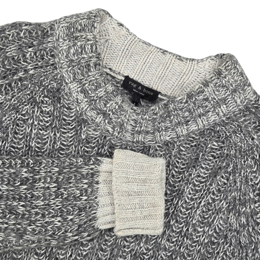 Rag & Bone SM Grey Marl Mohair Alpaca Wool Blend Ribbed Sweater Womens Luxury